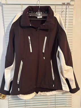 Predator Women’s Size XL Ski Jacket Brown & White Zip-Up Softshell  Waterproof